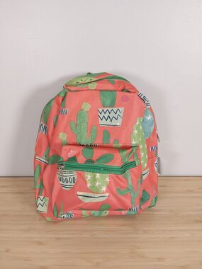 Backpack mini summer travel school catcus print mochilla coral orange/green kids